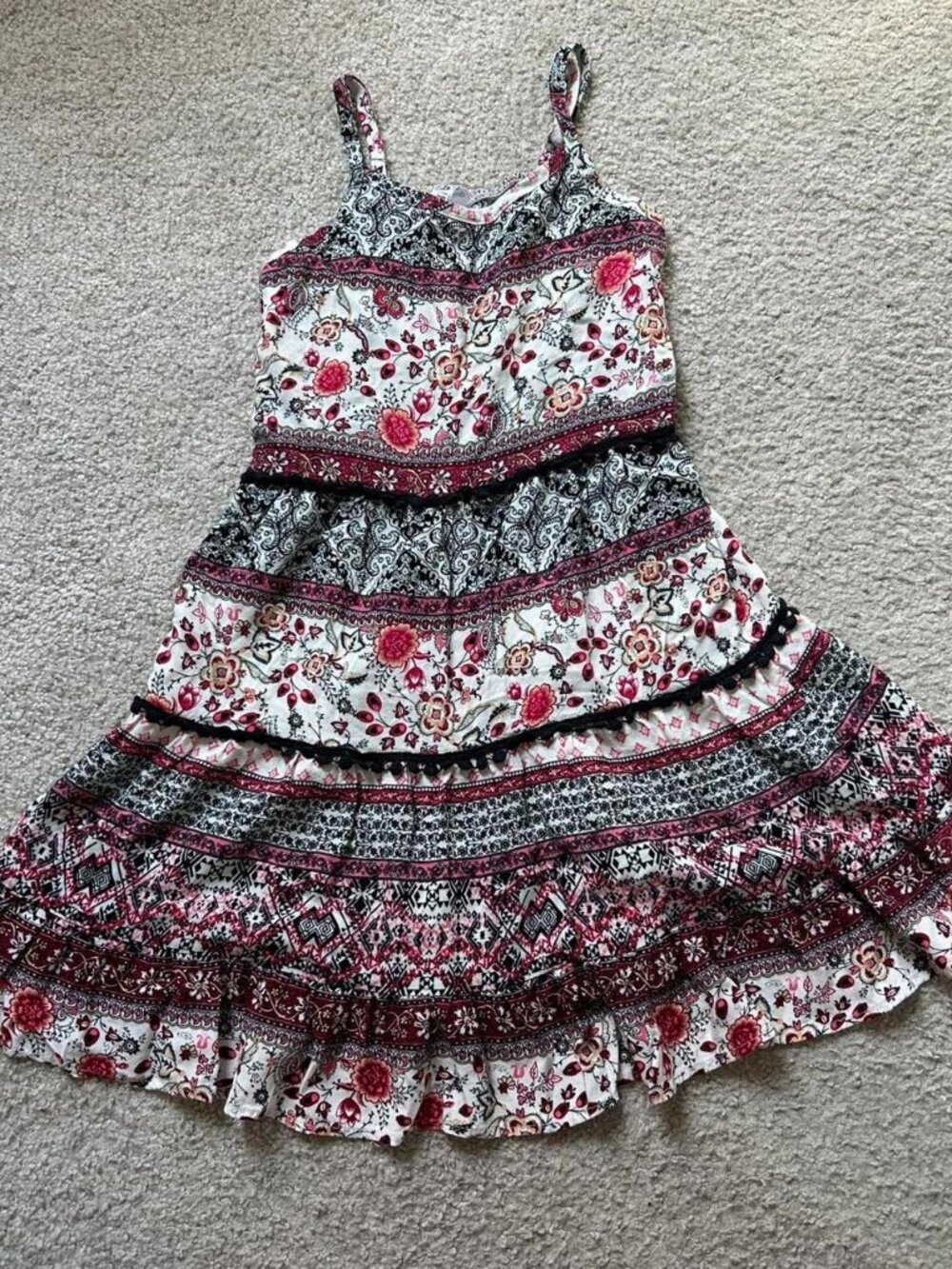 Beautees Kids multicoloured floral midi dress with adjustable straps sz 8